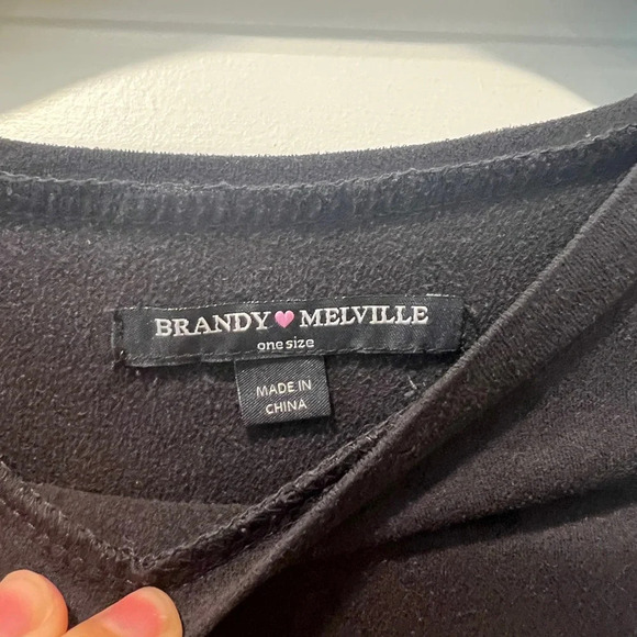 Brandy Melville Mini Black Velvet Dress Short Sleeve Crew Neck Tshirt Dress - Picture 2 of 6